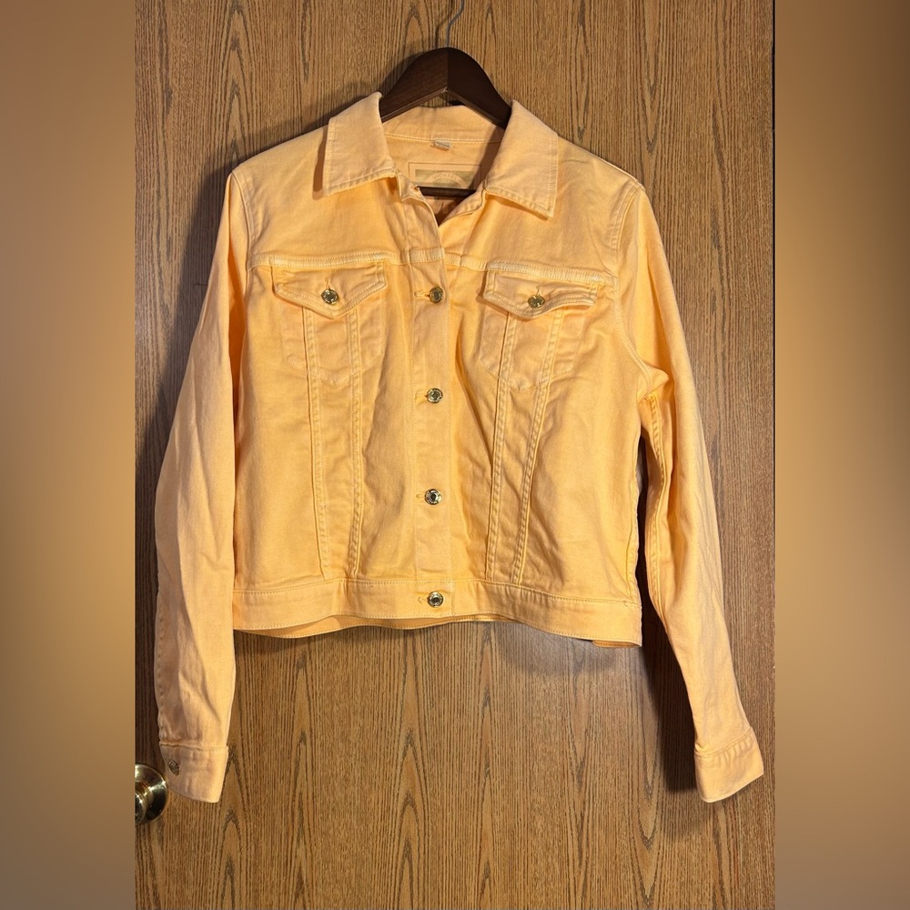 Michael Kors Faded Orange Denim Jacket w/ Gold Hardware - Picture 1 of 6